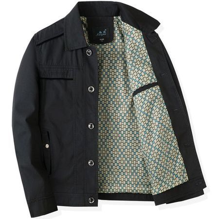 Pure Cotton Coat Middle-Aged Men's Autumn Wear Lapel Button Top Jacket